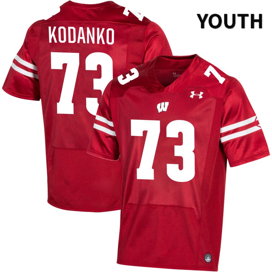 Wisconsin Badgers Youth #73 Kerry Kodanko NCAA Under Armour Authentic Red NIL 2022 College Stitched Football Jersey QH40T88DH